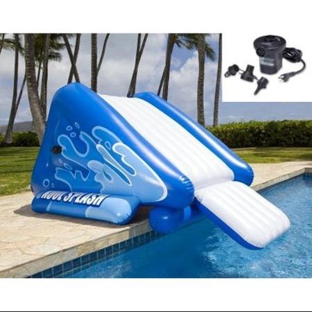 INTEX Kool Splash Inflatable Swimming Pool Water Slide + Quick Fill Air Pump